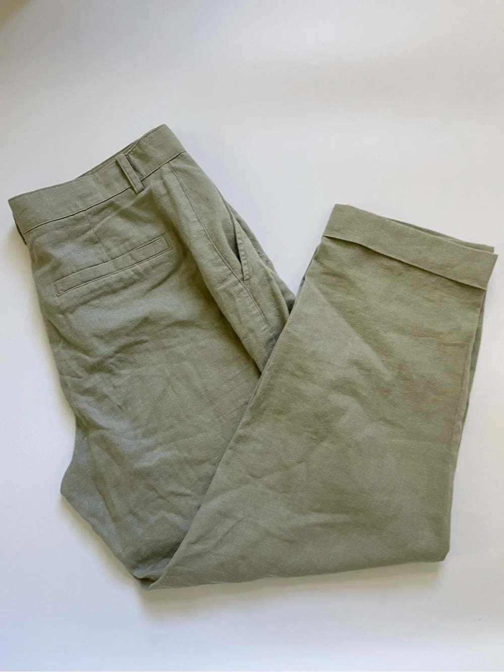 Zara Olive Green Linen Blend Pants Size 4